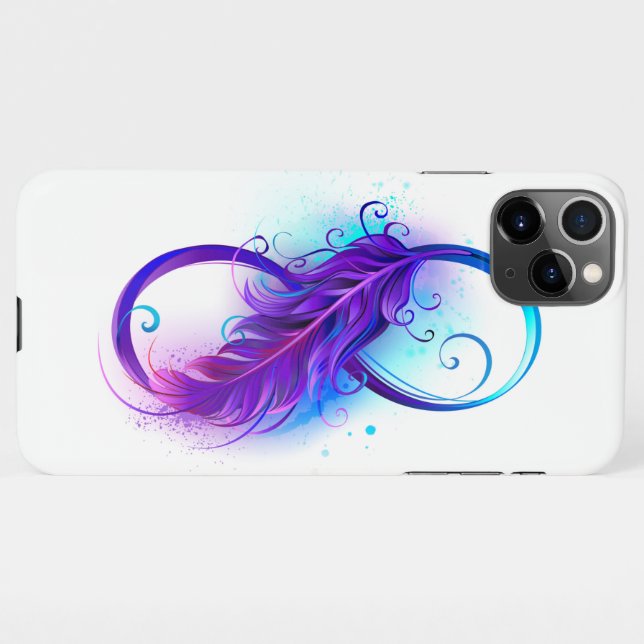 Infinity with Purple Feather iPhone Case (Back Horizontal)