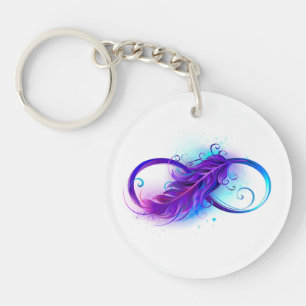 Infinity with Purple Feather Key Ring