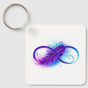 Infinity with Purple Feather Key Ring