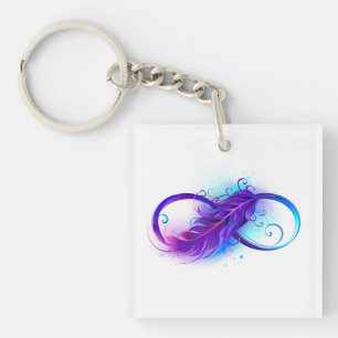 Infinity with Purple Feather Key Ring