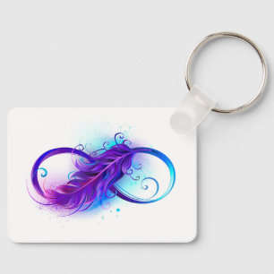 Infinity with Purple Feather Key Ring