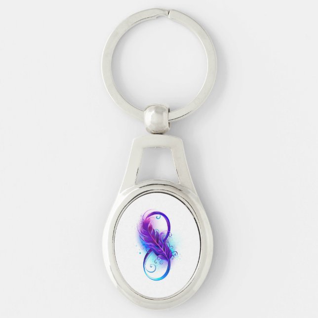 Infinity with Purple Feather Key Ring (Front)