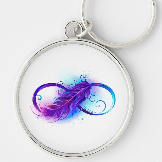 Infinity with Purple Feather Key Ring (Front)