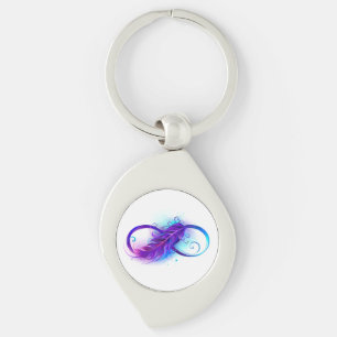 Infinity with Purple Feather Key Ring