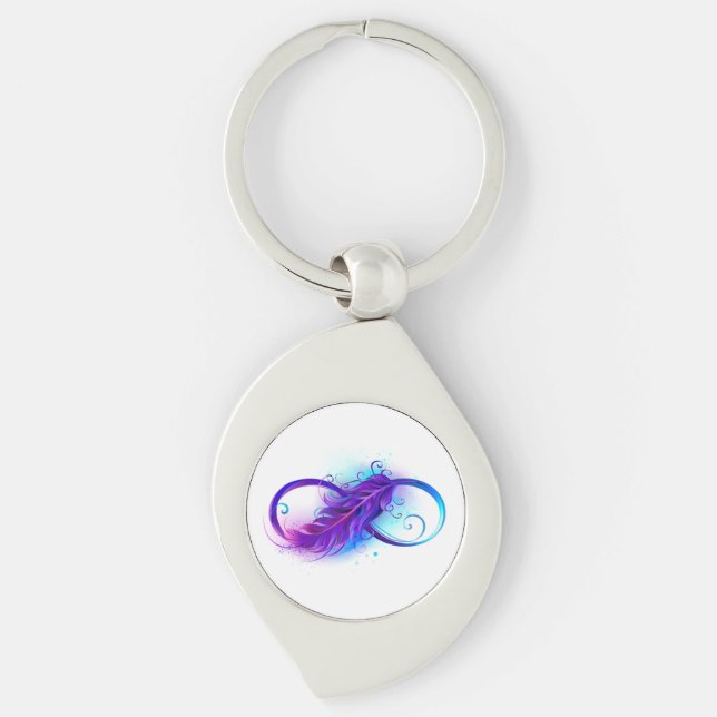 Infinity with Purple Feather Key Ring (Front)