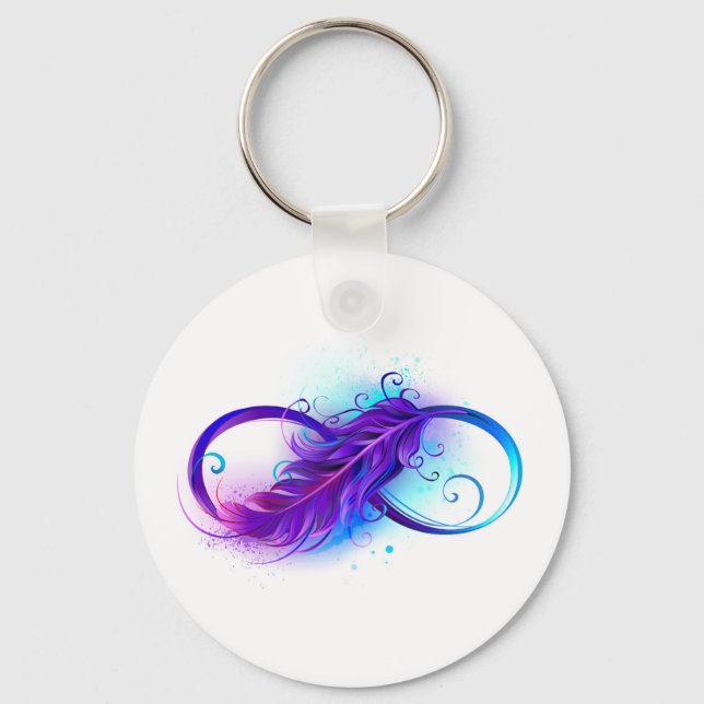 Infinity with Purple Feather Key Ring (Front)