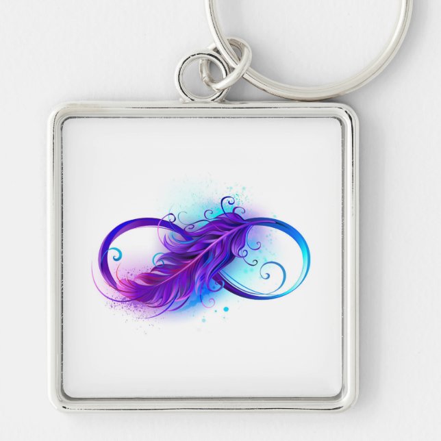 Infinity with Purple Feather Key Ring (Front)