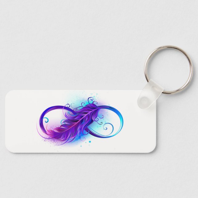 Infinity with Purple Feather Key Ring (Front)