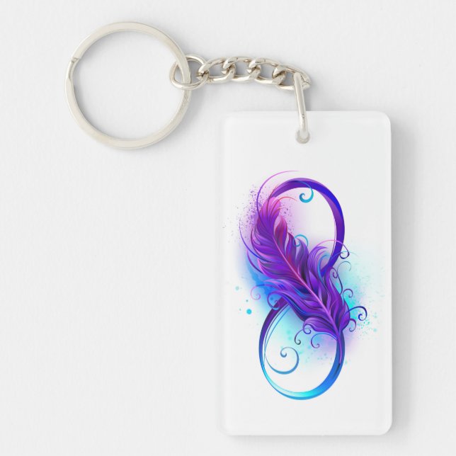 Infinity with Purple Feather Key Ring (Front)
