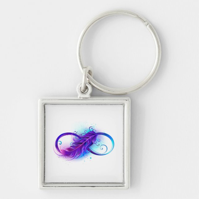 Infinity with Purple Feather Key Ring (Front)