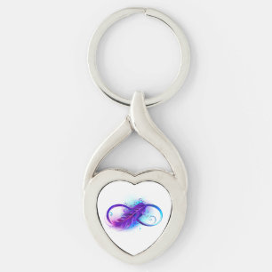 Infinity with Purple Feather Key Ring