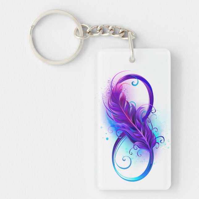 Infinity with Purple Feather Key Ring (Front)