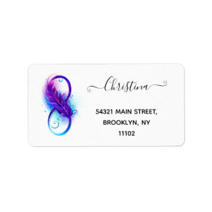 Infinity with Purple Feather Label
