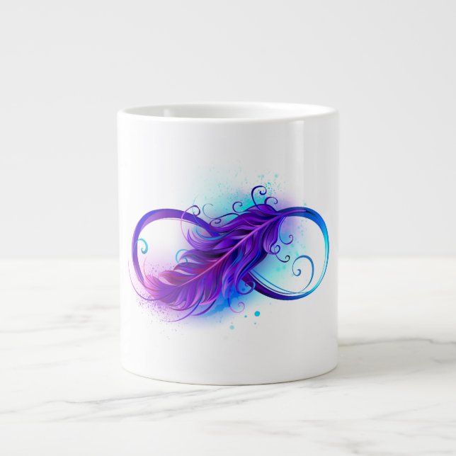 Infinity with Purple Feather Large Coffee Mug (Front)