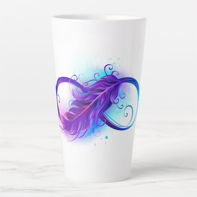 Infinity with Purple Feather Latte Mug (Front)