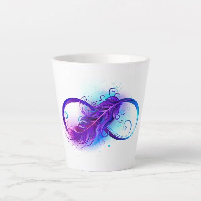 Infinity with Purple Feather Latte Mug (Front)