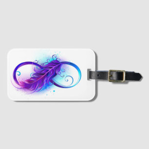 Infinity with Purple Feather Luggage Tag