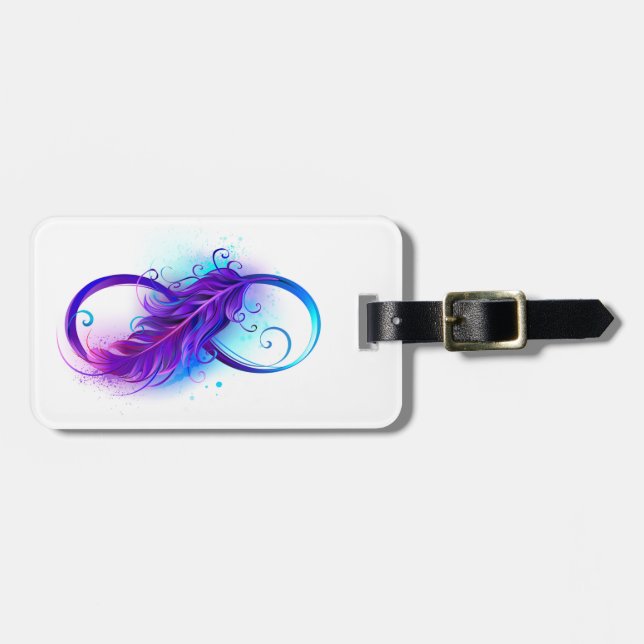 Infinity with Purple Feather Luggage Tag (Front Horizontal)
