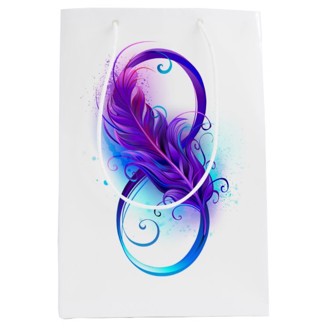 Infinity with Purple Feather Medium Gift Bag (Front)
