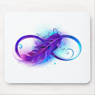 Infinity with Purple Feather Mouse Mat