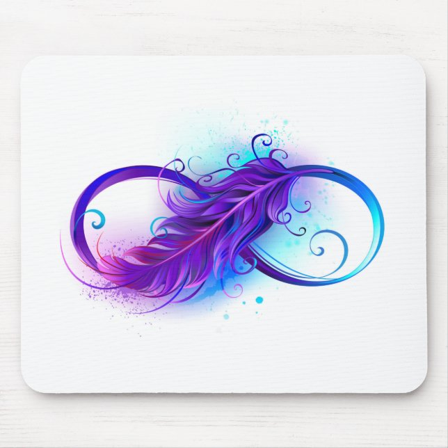 Infinity with Purple Feather Mouse Mat (Front)