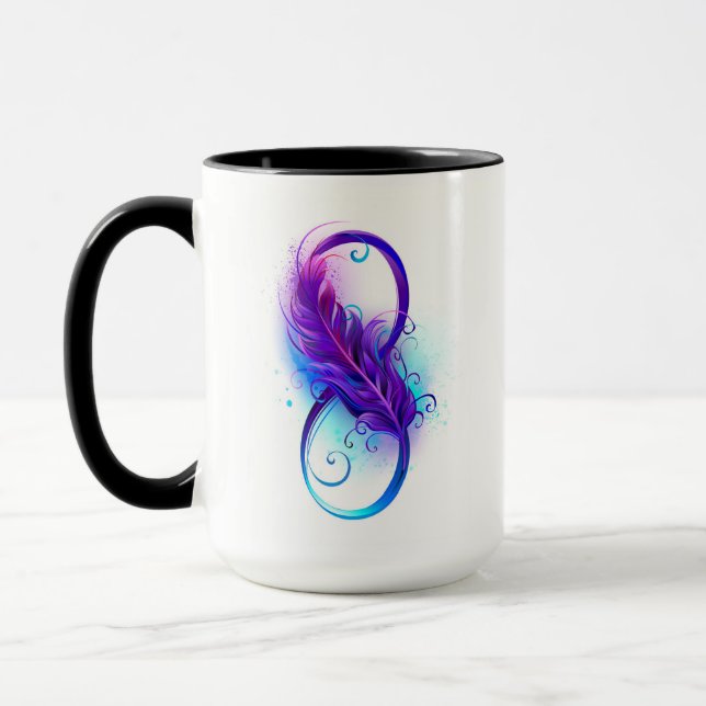 Infinity with Purple Feather Mug (Left)