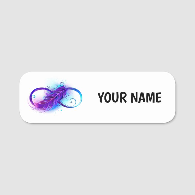 Infinity with Purple Feather Name Tag (Front)