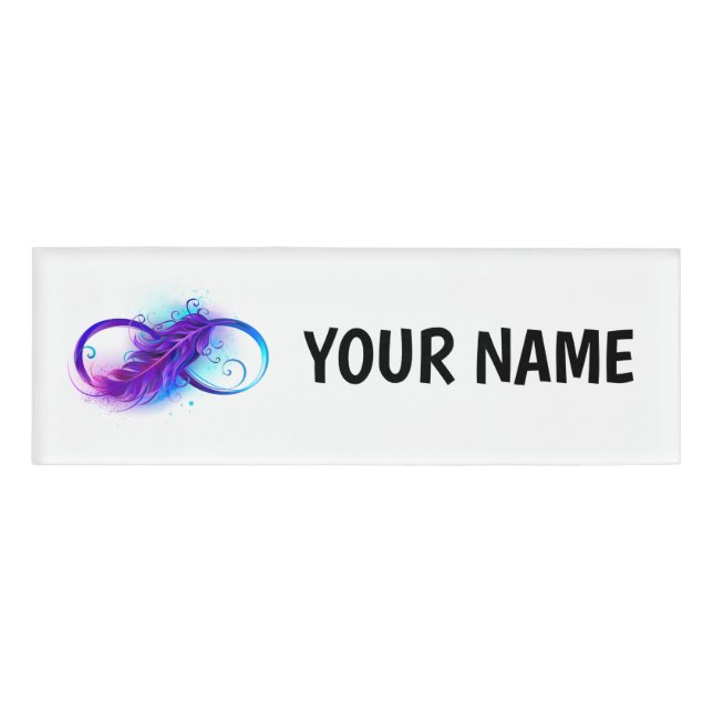 Infinity with Purple Feather Name Tag (Front)