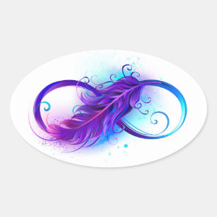Infinity with Purple Feather Oval Sticker