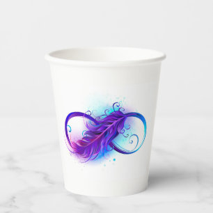Infinity with Purple Feather Paper Cups