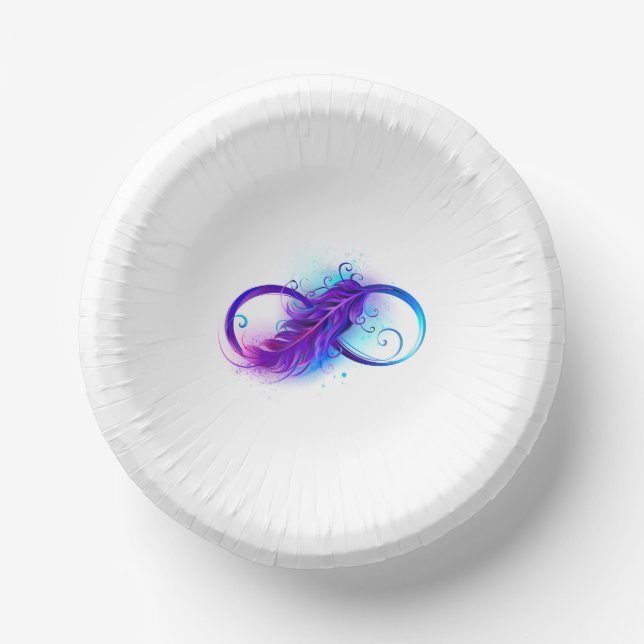 Infinity with Purple Feather Paper Plate (Front)
