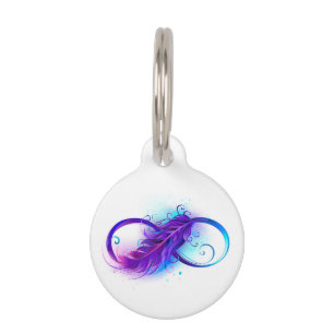 Infinity with Purple Feather Pet Tag