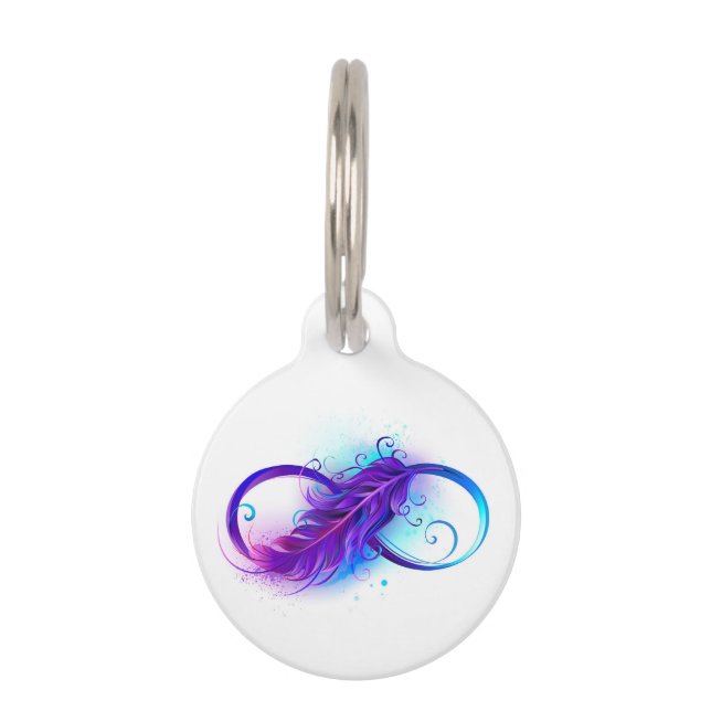 Infinity with Purple Feather Pet Tag (Front)