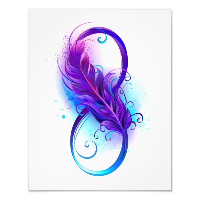 Infinity with Purple Feather Photo Print (Front)