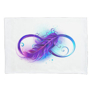 Infinity with Purple Feather Pillowcase