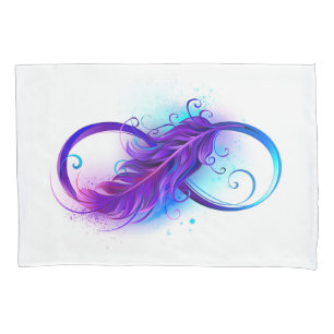 Infinity with Purple Feather Pillowcase