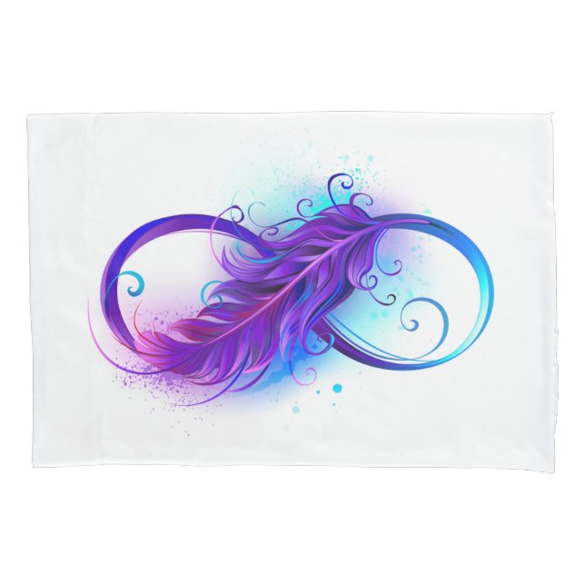 Infinity with Purple Feather Pillowcase (Front)
