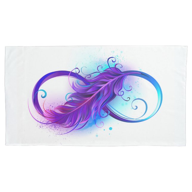 Infinity with Purple Feather Pillowcase (Front)