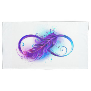 Infinity with Purple Feather Pillowcase