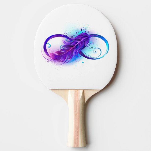 Infinity with Purple Feather Ping Pong Paddle (Front)
