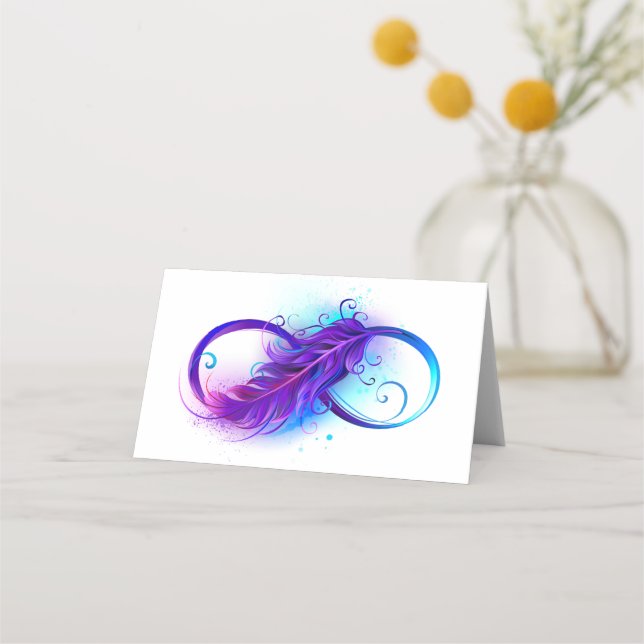 Infinity with Purple Feather Place Card (Front)
