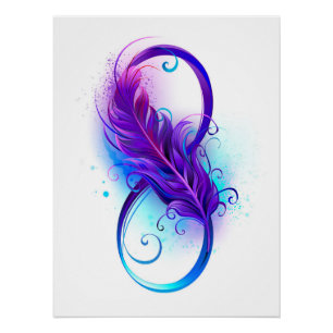 Infinity with Purple Feather Poster