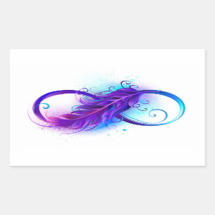 Infinity with Purple Feather Rectangular Sticker