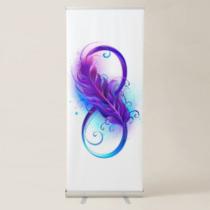 Infinity with Purple Feather Retractable Banner