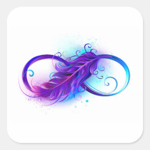 Infinity with Purple Feather Square Sticker