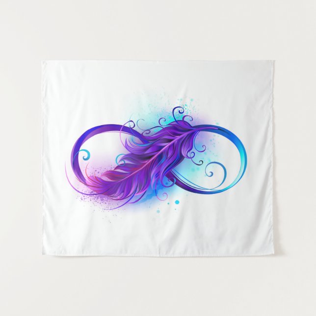 Infinity with Purple Feather Tapestry (Front (Horizontal))