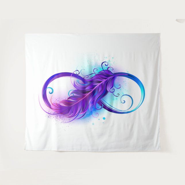 Infinity with Purple Feather Tapestry (Front (Horizontal))