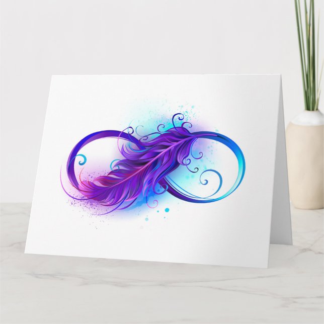 Infinity with Purple Feather Thank You Card (Front)