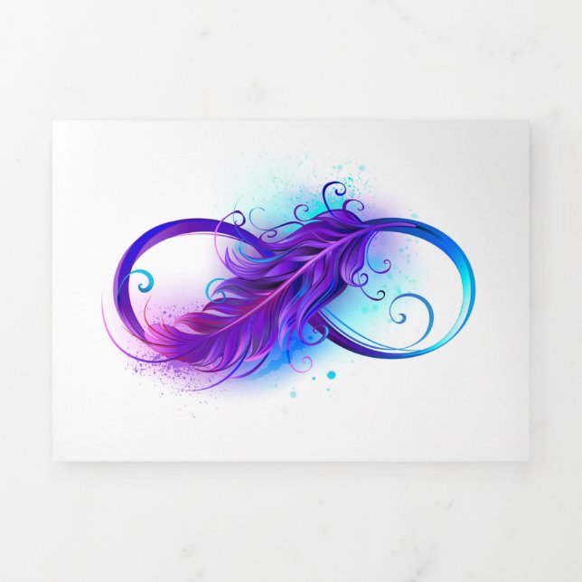 Infinity with Purple Feather Tri-Fold Card (Cover)