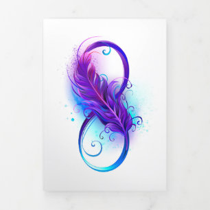 Infinity with Purple Feather Tri-Fold Card